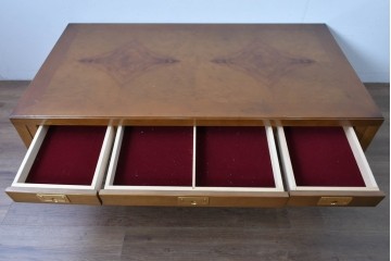 中古　カリモク家具(karimoku)　domani(ドマーニ)　Morganton(モーガントン)　ライトコニャック色　収納に便利な引き出し付きのセンターテーブル　定価約25万円　(R-085545)