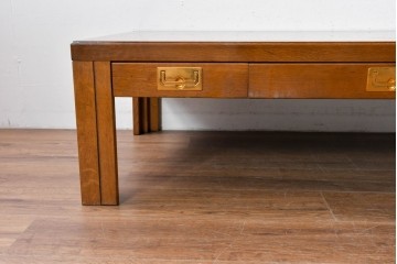 中古　カリモク家具(karimoku)　domani(ドマーニ)　Morganton(モーガントン)　ライトコニャック色　収納に便利な引き出し付きのセンターテーブル　定価約25万円　(R-085545)