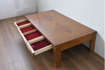 中古　カリモク家具(karimoku)　domani(ドマーニ)　Morganton(モーガントン)　ライトコニャック色　収納に便利な引き出し付きのセンターテーブル　定価約25万円　(R-085545)