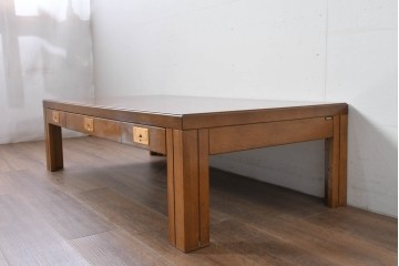 中古　カリモク家具(karimoku)　domani(ドマーニ)　Morganton(モーガントン)　ライトコニャック色　収納に便利な引き出し付きのセンターテーブル　定価約25万円　(R-085545)