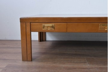 中古　カリモク家具(karimoku)　domani(ドマーニ)　Morganton(モーガントン)　ライトコニャック色　収納に便利な引き出し付きのセンターテーブル　定価約25万円　(R-085545)