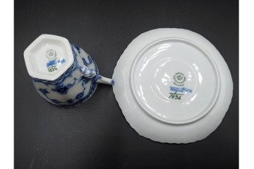 デンマーク製　ROYAL COPENHAGEN(ロイヤルコペンハーゲン)　ブルーフルーテッド フルレース　コーヒーカップ&ソーサー2客セット　定価(2客合計)約13万6千円　(R-085547)