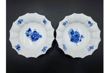 デンマーク製　ROYAL COPENHAGEN(ロイヤルコペンハーゲン)　ブルーフラワー アンギュラー　シェルディッシュ　上品な佇まいのサラダボウル5点セット　(R-085552)