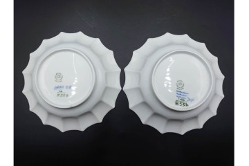 デンマーク製　ROYAL COPENHAGEN(ロイヤルコペンハーゲン)　ブルーフラワー アンギュラー　シェルディッシュ　上品な佇まいのサラダボウル5点セット　(R-085552)