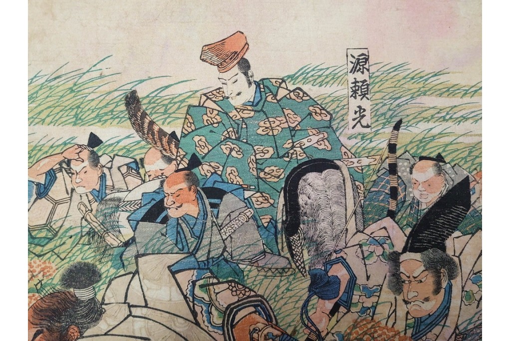 真作　一勇斎国芳(歌川国芳)　鬼童丸・坂田金時・源頼光などを描いた木版画の浮世絵　3枚続　(R-085556)