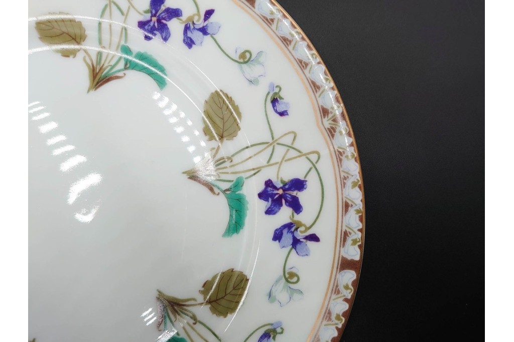 フランスヴィンテージ　LIMOGES(リモージュ)　HAVILAND(アビランド)　Imperatrice Eugenie(アンペラトリスユジェニー)　スミレ柄のトリオ4客セット　(R-085562)