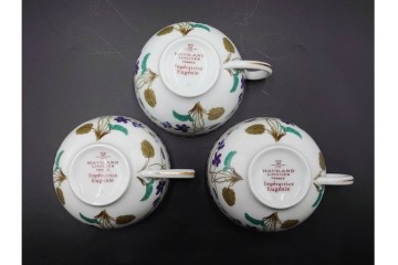 フランスヴィンテージ　LIMOGES(リモージュ)　HAVILAND(アビランド)　Imperatrice Eugenie(アンペラトリスユジェニー)　スミレ柄のトリオ4客セット　(R-085562)