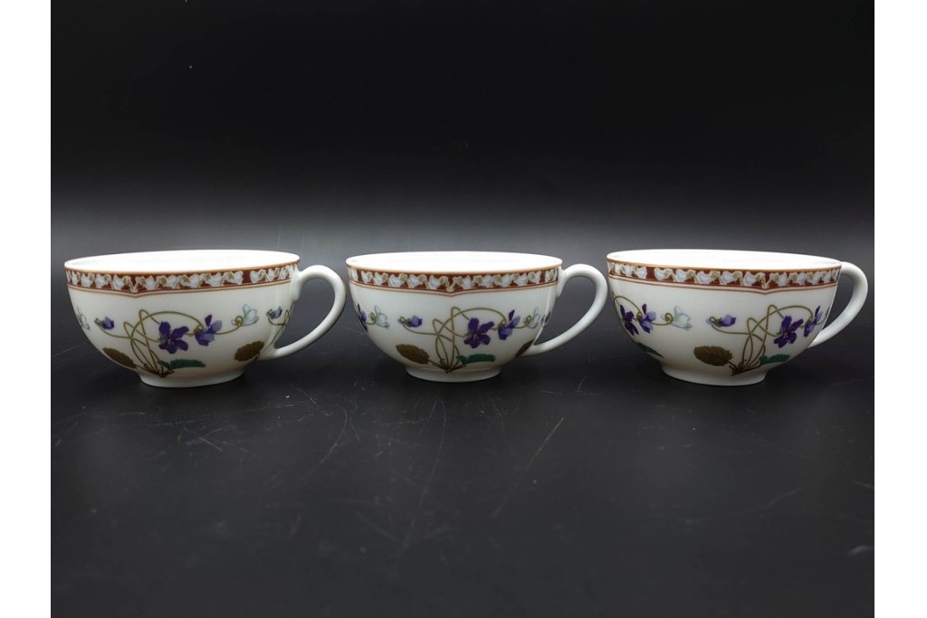 フランスヴィンテージ　LIMOGES(リモージュ)　HAVILAND(アビランド)　Imperatrice Eugenie(アンペラトリスユジェニー)　スミレ柄のトリオ4客セット　(R-085562)