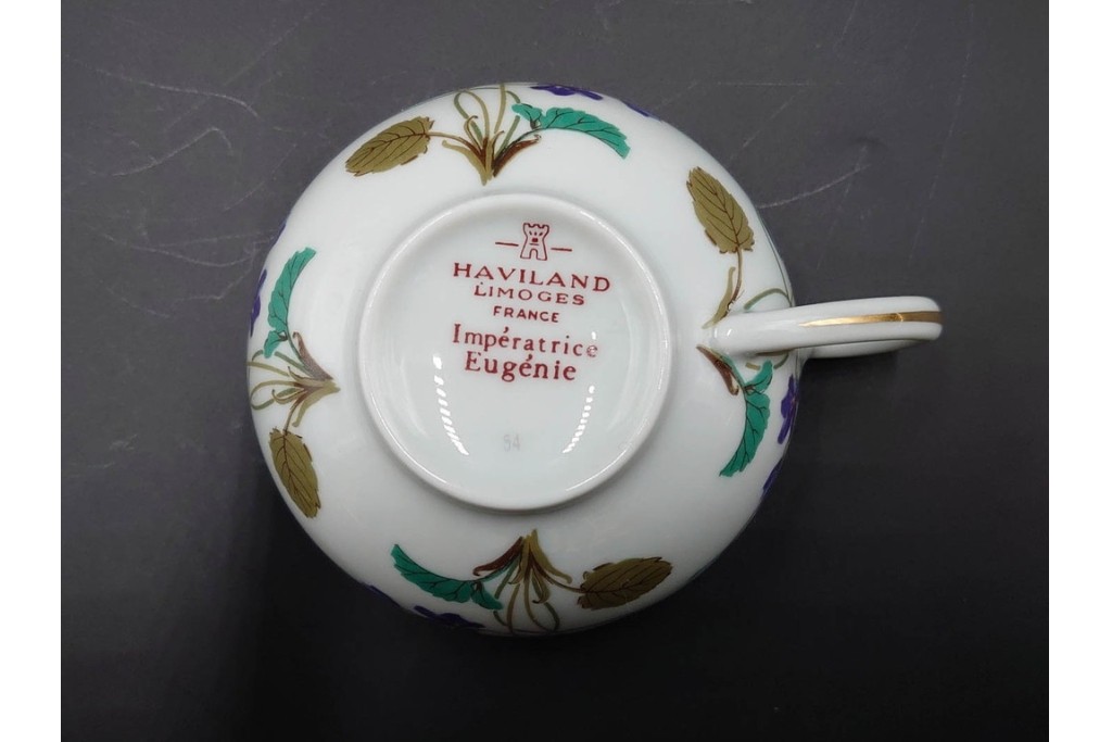フランスヴィンテージ　LIMOGES(リモージュ)　HAVILAND(アビランド)　Imperatrice Eugenie(アンペラトリスユジェニー)　スミレ柄のトリオ4客セット　(R-085562)
