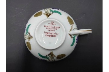 フランスヴィンテージ　LIMOGES(リモージュ)　HAVILAND(アビランド)　Imperatrice Eugenie(アンペラトリスユジェニー)　スミレ柄のトリオ4客セット　(R-085562)