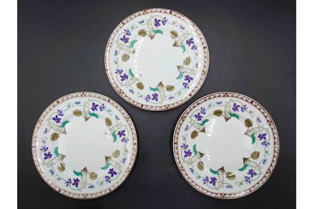 フランスヴィンテージ　LIMOGES(リモージュ)　HAVILAND(アビランド)　Imperatrice Eugenie(アンペラトリスユジェニー)　スミレ柄のトリオ4客セット　(R-085562)