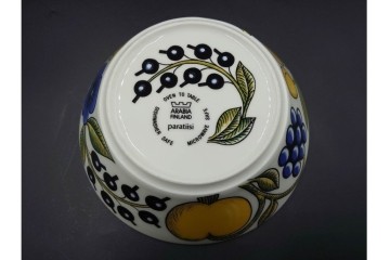 フィンランド　ARABIA(アラビア)　paratiisi(パラティッシ)　フルーツモチーフが華やかなカップ&ソーサー2客・ボウル2点・プレートのセット　(R-085563)