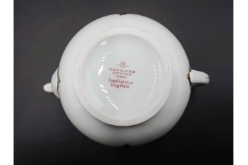 フランスヴィンテージ　LIMOGES(リモージュ)　HAVILAND(アビランド)　Imperatrice Eugenie(アンペラトリスユジェニー)　スミレ柄のポット・シュガーポット・クリーマー・トレーセット　(R-085564)