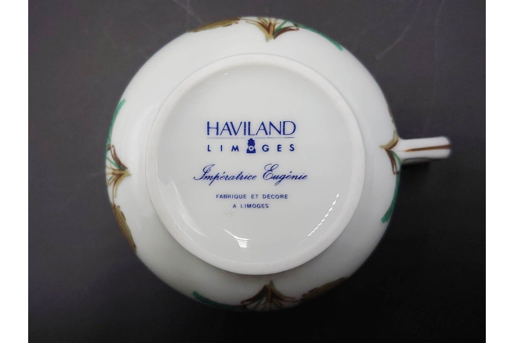 フランスヴィンテージ　LIMOGES(リモージュ)　HAVILAND(アビランド)　Imperatrice Eugenie(アンペラトリスユジェニー)　スミレ柄のポット・シュガーポット・クリーマー・トレーセット　(R-085564)