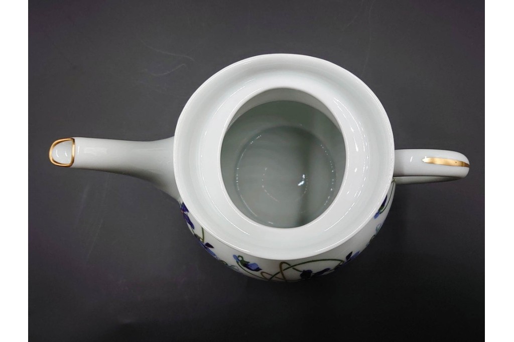 フランスヴィンテージ　LIMOGES(リモージュ)　HAVILAND(アビランド)　Imperatrice Eugenie(アンペラトリスユジェニー)　スミレ柄のポット・シュガーポット・クリーマー・トレーセット　(R-085564)