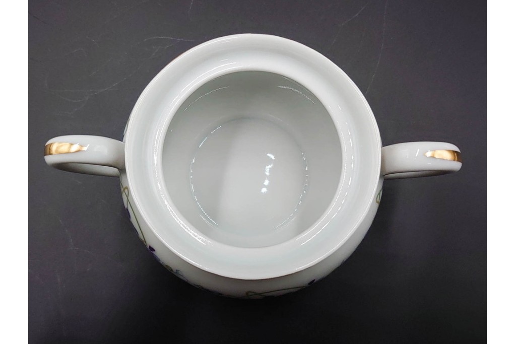 フランスヴィンテージ　LIMOGES(リモージュ)　HAVILAND(アビランド)　Imperatrice Eugenie(アンペラトリスユジェニー)　スミレ柄のポット・シュガーポット・クリーマー・トレーセット　(R-085564)