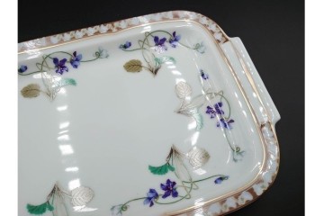 フランスヴィンテージ　LIMOGES(リモージュ)　HAVILAND(アビランド)　Imperatrice Eugenie(アンペラトリスユジェニー)　スミレ柄のポット・シュガーポット・クリーマー・トレーセット　(R-085564)