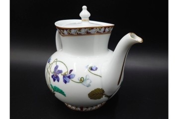 フランスヴィンテージ　LIMOGES(リモージュ)　HAVILAND(アビランド)　Imperatrice Eugenie(アンペラトリスユジェニー)　スミレ柄のポット・シュガーポット・クリーマー・トレーセット　(R-085564)