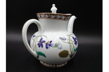 フランスヴィンテージ　LIMOGES(リモージュ)　HAVILAND(アビランド)　Imperatrice Eugenie(アンペラトリスユジェニー)　スミレ柄のポット・シュガーポット・クリーマー・トレーセット　(R-085564)