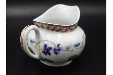 フランスヴィンテージ　LIMOGES(リモージュ)　HAVILAND(アビランド)　Imperatrice Eugenie(アンペラトリスユジェニー)　スミレ柄のポット・シュガーポット・クリーマー・トレーセット　(R-085564)