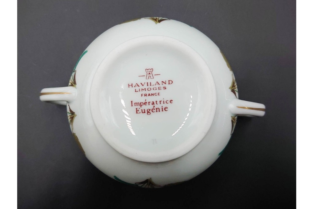 フランスヴィンテージ　LIMOGES(リモージュ)　HAVILAND(アビランド)　Imperatrice Eugenie(アンペラトリスユジェニー)　スミレ柄のポット・シュガーポット・クリーマー・トレーセット　(R-085564)