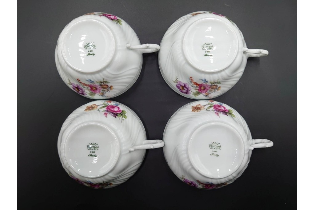 イタリア　Richard Ginori(リチャードジノリ)　サックスフラワー　カップ&ソーサー・プレートのトリオ5客セット　(R-085566)