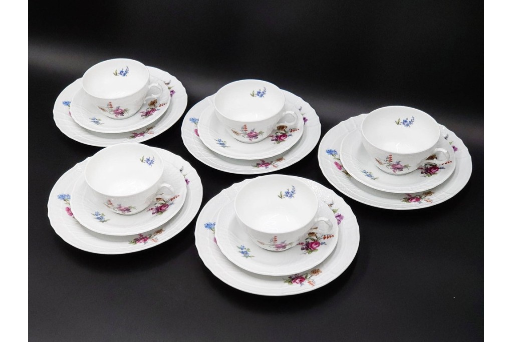 イタリア　Richard Ginori(リチャードジノリ)　サックスフラワー　カップ&ソーサー・プレートのトリオ5客セット　(R-085566)