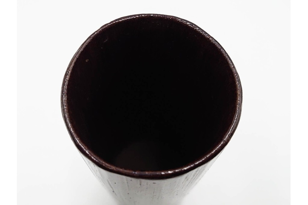 横田峰斎　高さ 約25cm　竹編の端正な佇まいが美しい花籠　竹落し付き　共箱付き　(R-085569)