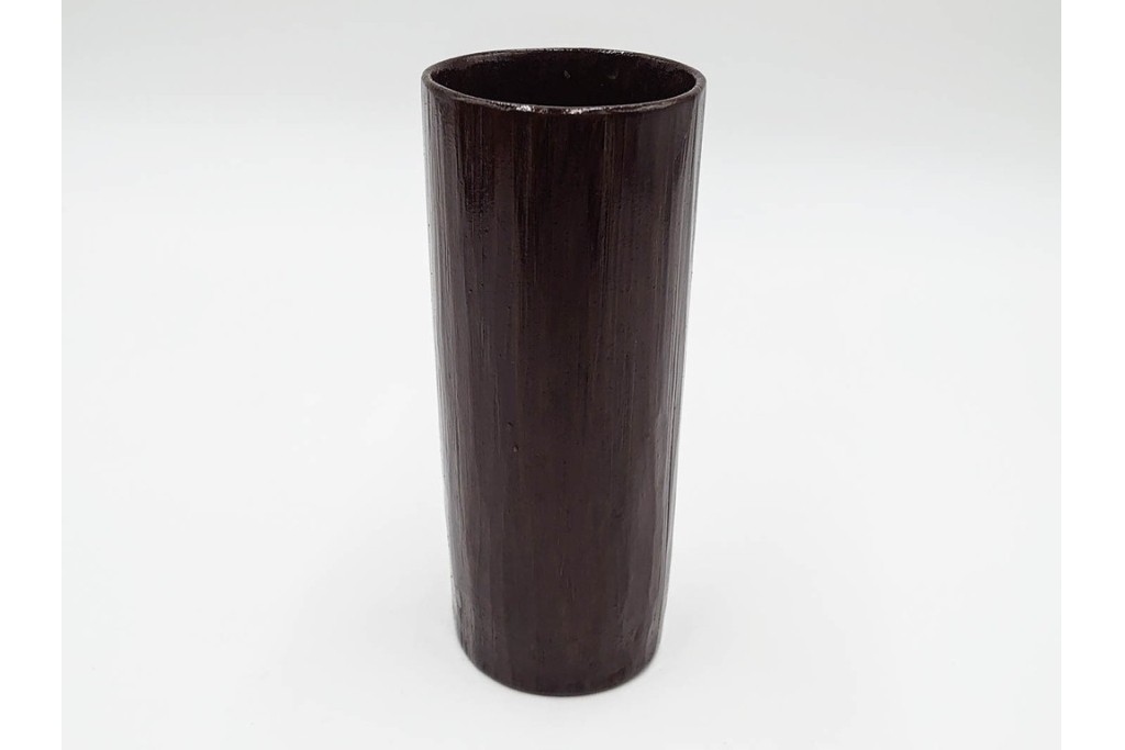 横田峰斎　高さ 約25cm　竹編の端正な佇まいが美しい花籠　竹落し付き　共箱付き　(R-085569)