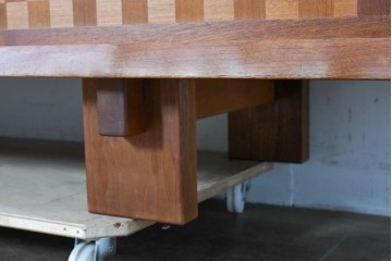 中古　美品　高山ウッドワークス　ウォールナット材　寄木調の意匠が美しいリビングボード　定価約50万円相当　(R-085571)