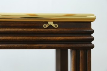 中古　スペイン製　バロッサバレンティ(VARO,S.A. VALENTI)　金色装飾×スモークガラストップがお洒落なサイドテーブル　(R-085577)