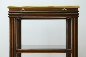 中古　スペイン製　バロッサバレンティ(VARO,S.A. VALENTI)　金色装飾×スモークガラストップがお洒落なサイドテーブル　(R-085577)