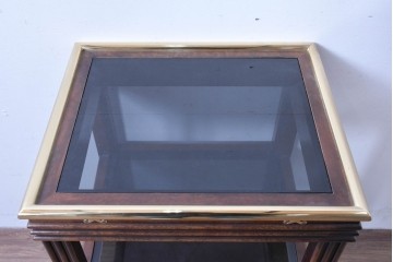 中古　スペイン製　バロッサバレンティ(VARO,S.A. VALENTI)　金色装飾×スモークガラストップがお洒落なサイドテーブル　(R-085577)