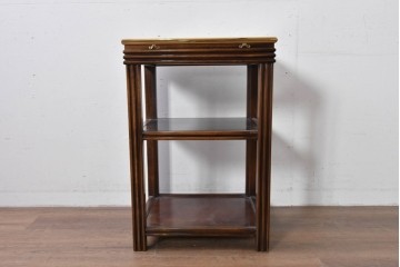 中古　スペイン製　バロッサバレンティ(VARO,S.A. VALENTI)　金色装飾×スモークガラストップがお洒落なサイドテーブル　(R-085577)