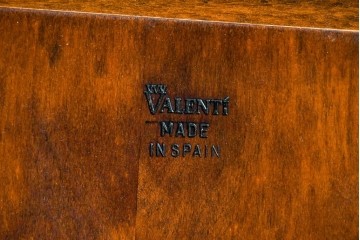 中古　スペイン製　バロッサバレンティ(VARO,S.A. VALENTI)　金色装飾×スモークガラストップがお洒落なサイドテーブル　(R-085577)