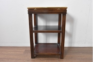 中古　スペイン製　バロッサバレンティ(VARO,S.A. VALENTI)　真鍮縁とガラス天板が上品な印象のサイドテーブル　(R-085578)