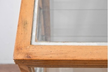 和製ヴィンテージ　美品　荘内家具工芸社　木枠の風合いが楽しめる小振りサイズの縦型ガラスケース　(R-085587)