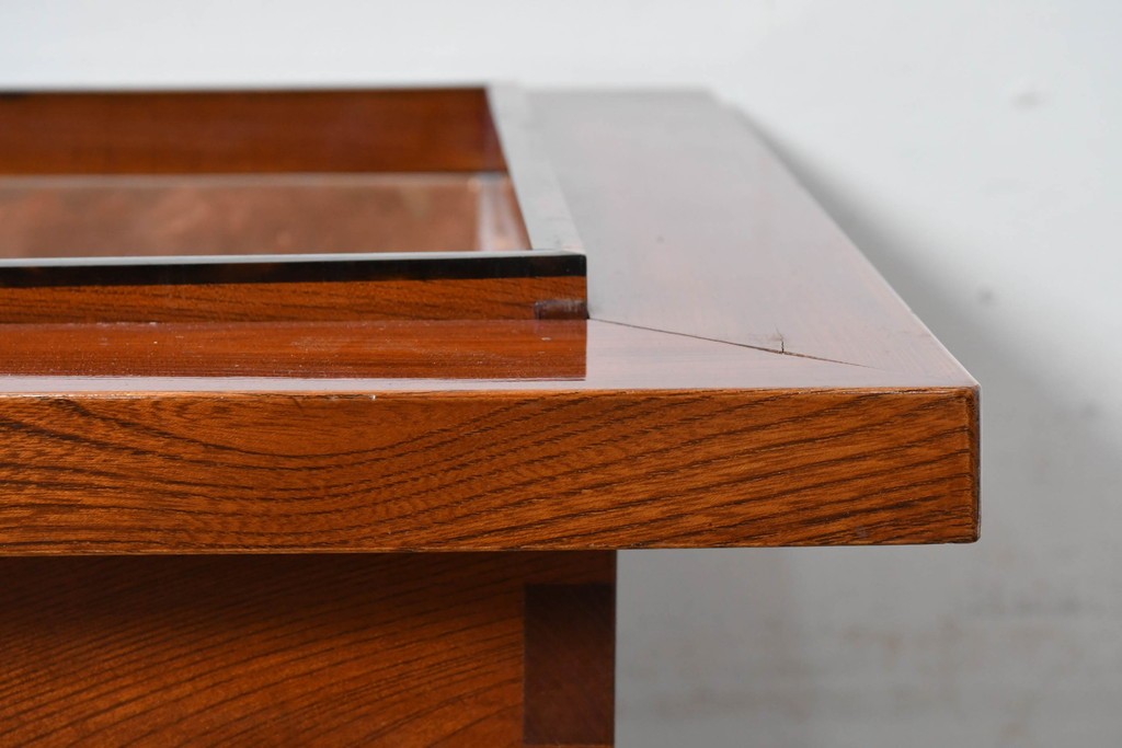 和製アンティーク　美品!　総欅材　漆塗り　力強い欅杢目が全面に現れた関西火鉢　(R-085588)