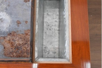 和製アンティーク　美品!　総欅材　漆塗り　力強い欅杢目が全面に現れた関西火鉢　(R-085588)