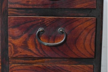 和製アンティーク　総欅材　縁(黒柿材)　欅材の美しい杢目を楽しめる長火鉢　(R-085589)