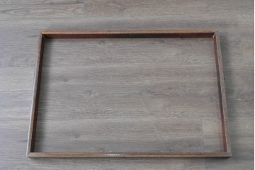 和製アンティーク　総欅材　縁(黒柿材)　欅材の美しい杢目を楽しめる長火鉢　(R-085589)