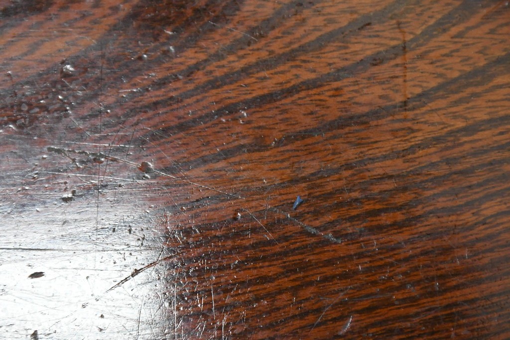 和製アンティーク　総欅材　縁(黒柿材)　欅材の美しい杢目を楽しめる長火鉢　(R-085589)