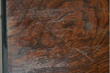 和製アンティーク　総欅材　縁(黒柿材)　欅材の美しい杢目を楽しめる長火鉢　(R-085589)