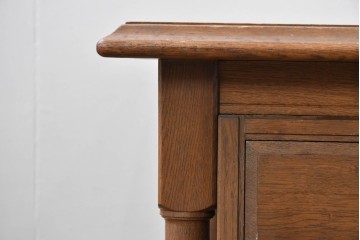 和製ヴィンテージ　神戸洋家具　ナラ材　大正ロマンデザインの両袖机　(R-085593)