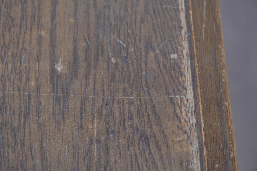 和製ヴィンテージ　神戸洋家具　ナラ材　大正ロマンデザインの両袖机　(R-085593)