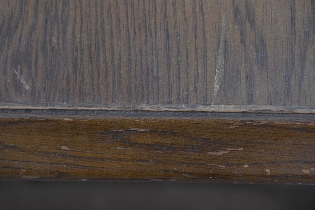 和製ヴィンテージ　神戸洋家具　ナラ材　大正ロマンデザインの両袖机　(R-085593)