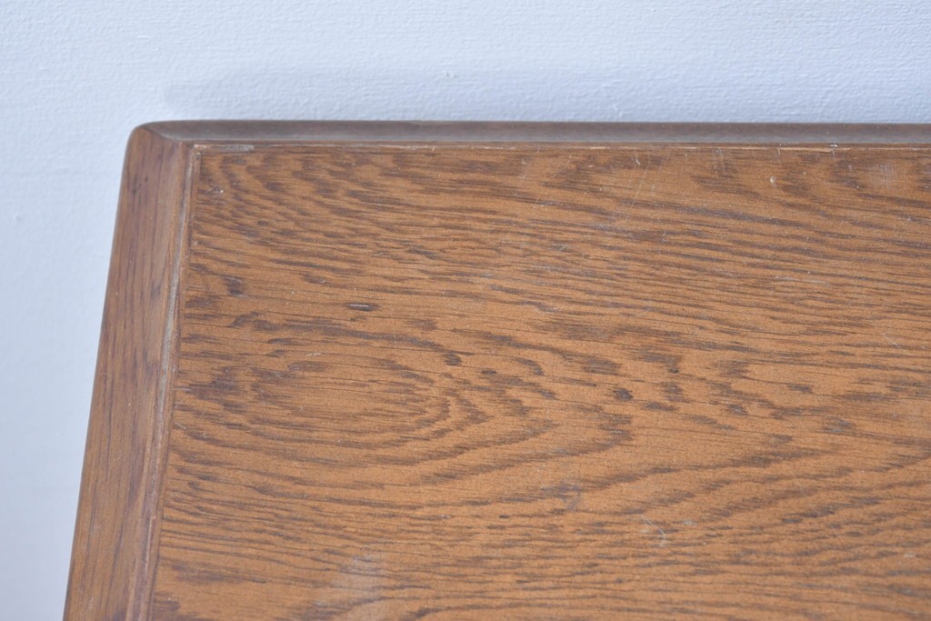 和製ヴィンテージ　神戸洋家具　ナラ材　大正ロマンデザインの両袖机　(R-085593)