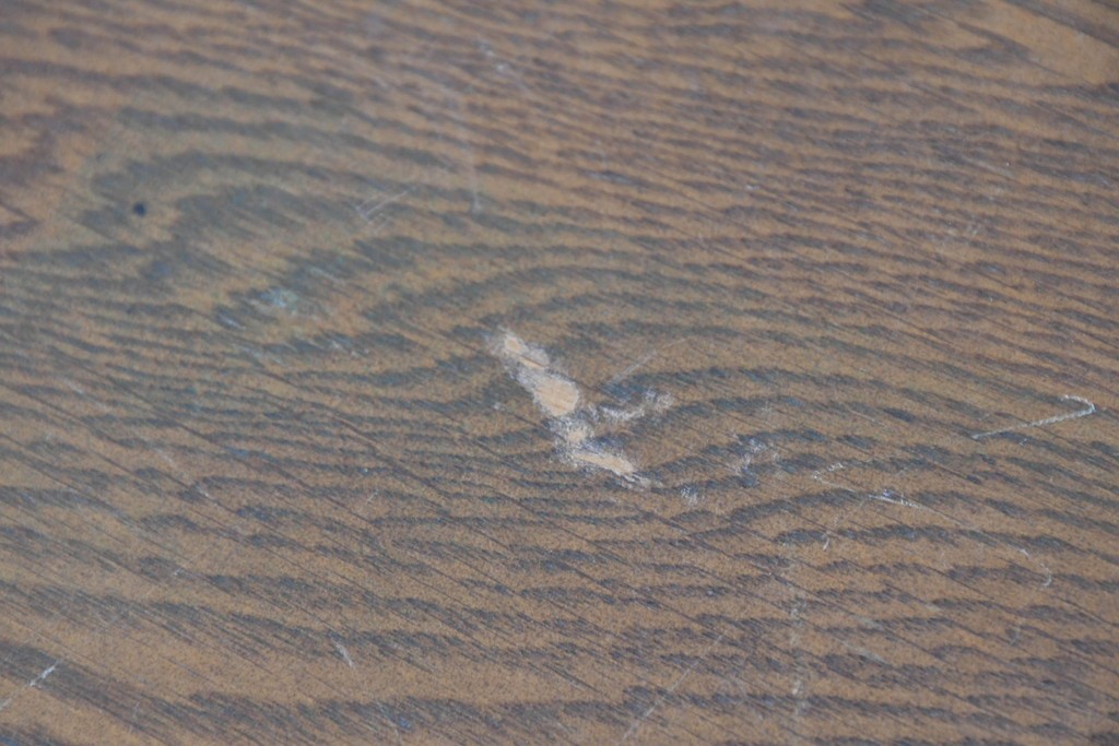 和製ヴィンテージ　神戸洋家具　ナラ材　大正ロマンデザインの両袖机　(R-085593)