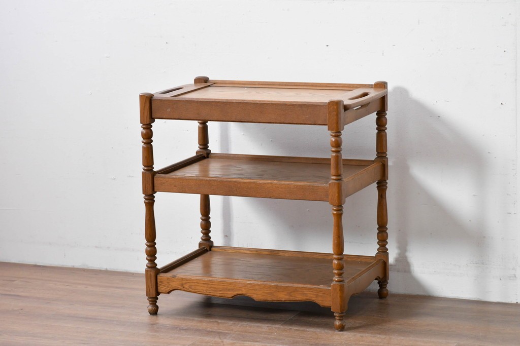 和製ヴィンテージ　オールドカリモク　カリモク家具(karimoku)　持ち手付きトレイ天板のコンソールテーブル　(R-085594)