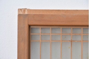 ヴィンテージ建具　昭和中期　繊細な組子細工が美しい両面ガラスの書院窓2枚セット　(R-085597)